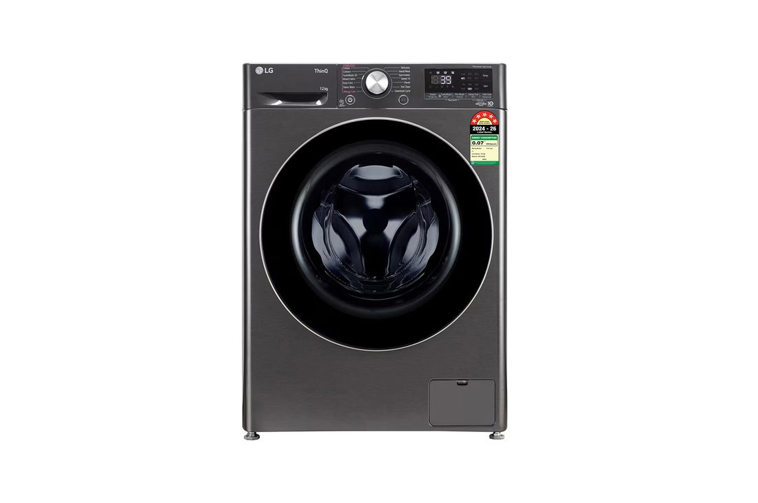 LG 12 kg Front Load Washing Machine with AI Direct Drive™, Steam+, Platinum Black, 5 Star — FHP1412Z9B — product view