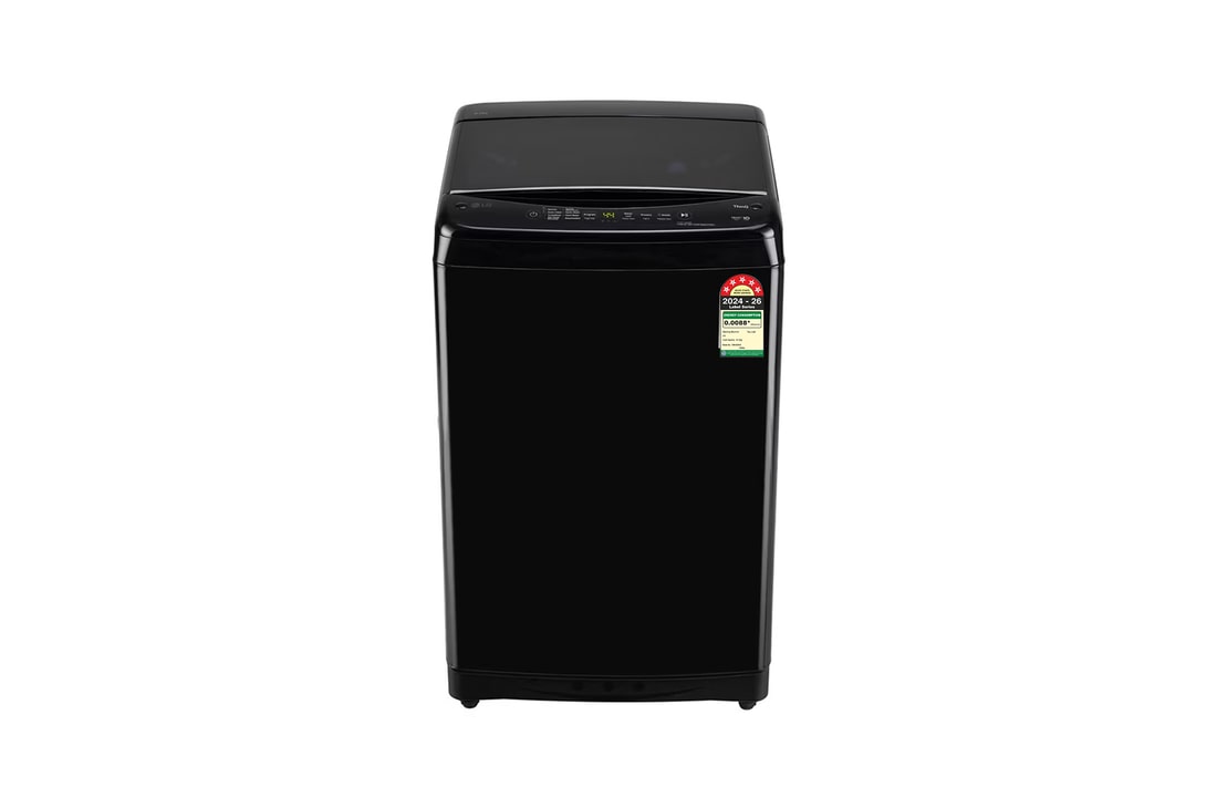 LG 8Kg Top Load Washing Machine, Smart Inverter Motor, In-built Heater, Black, 5 Star — T80V4OB1S — product view