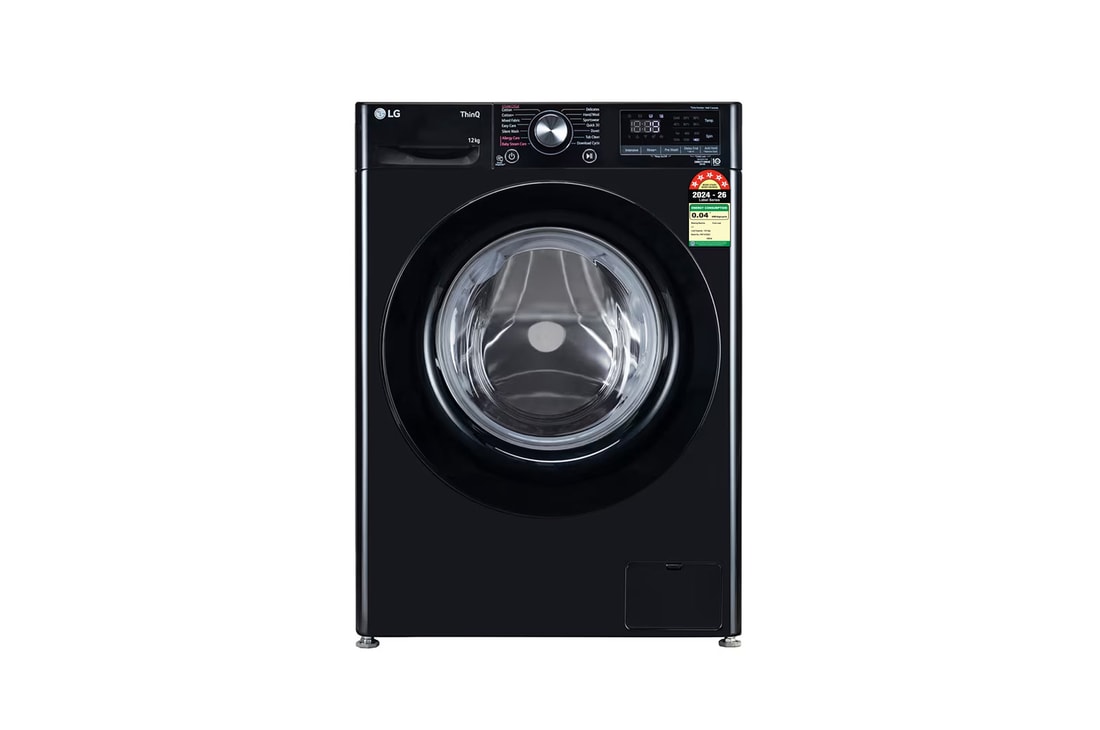 LG 12 Kg Front Load Washing Machine with AI Direct Drive™, Steam Wash, Onyx Black, 5 Star — FHP1412Z3O — product view