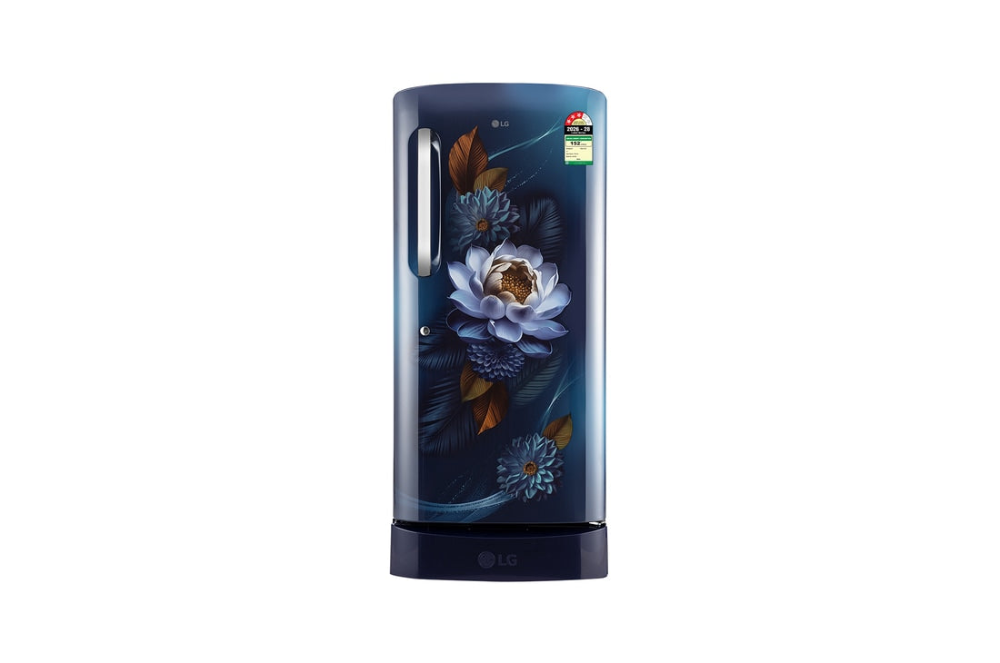 LG 210 L Single Door Refrigerator, Base Stand Drawer, Anti-Bacterial Gasket, Blue Waterlily, 3 Star — GLD2236ZABW — product view
