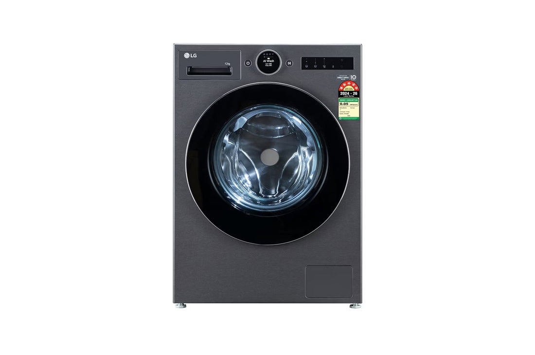 LG 12Kg Front Load Washing Machine, AI Direct Drive 2.0, Digital Dial & ez-Dispense, Essence Black, 5 Star — FX1412A9K — product view
