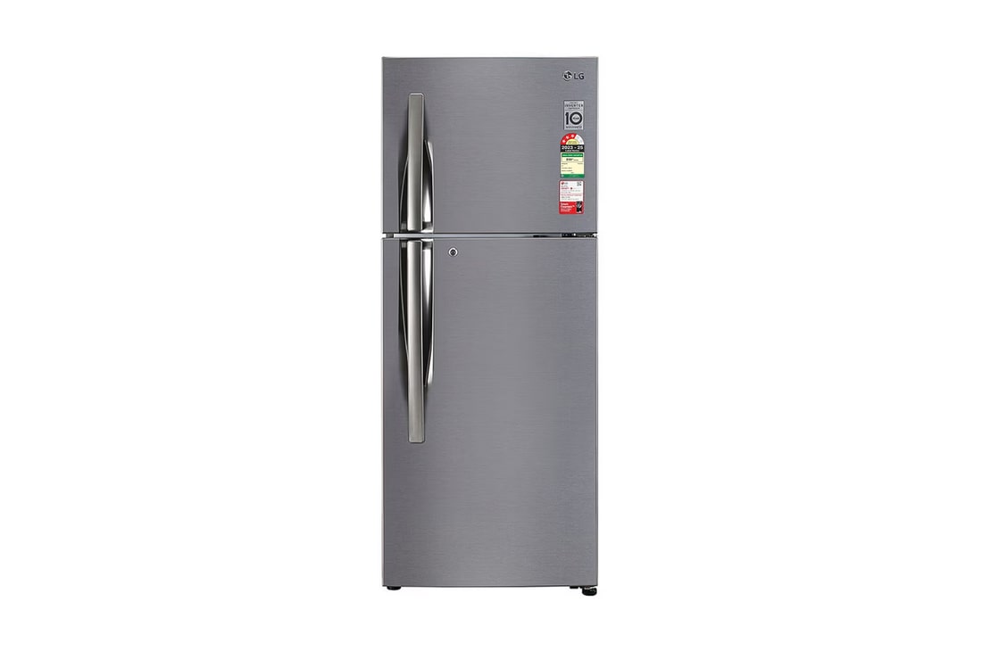 LG 242L Double Door Refrigerator, Wi-Fi Convertible, Door Cooling+™, Shiny Steel , 3 Star — GL-I292RPZX — product view