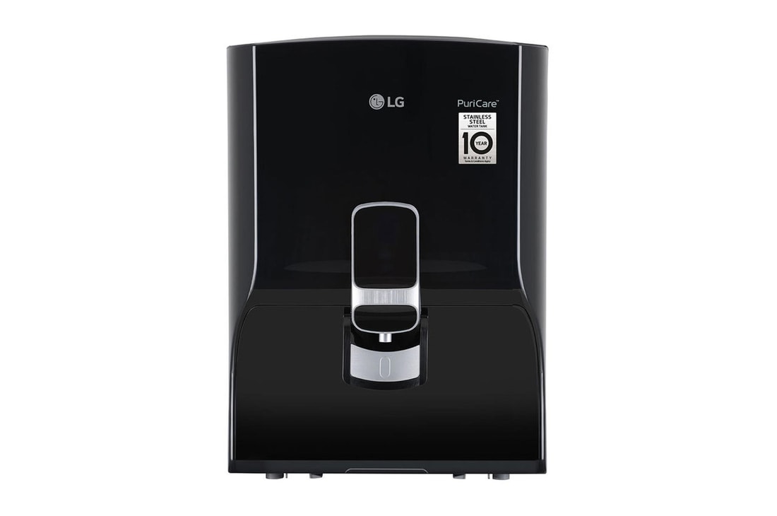 LG 8L RO Water Purifier, Stainless Steel Tank, Digital Sterilizing Care, True Maintenance, Solid Black — WW132NF — product view