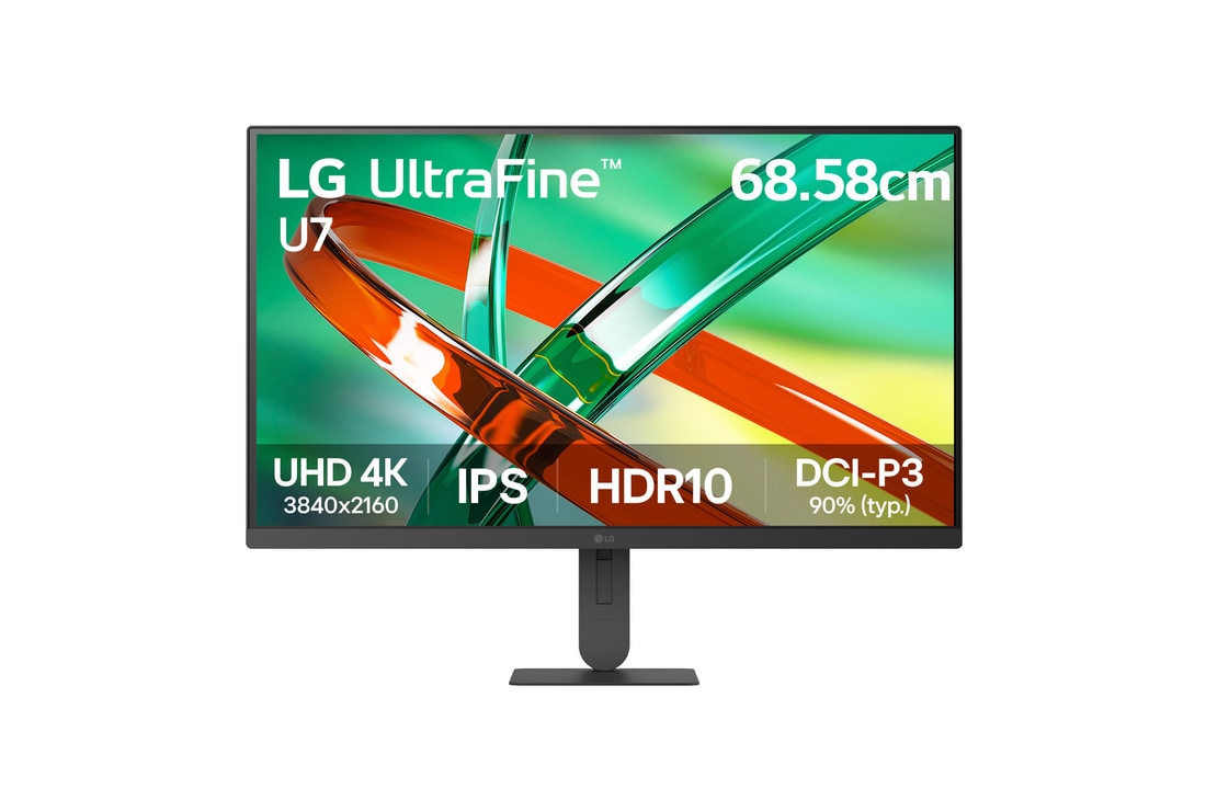 LG 68.58 cm (27) UltraFine™ U7 UHD 4K IPS monitor, 3-side Virtually Borderless, DCI-P3 90% (Typ.), HDR10, LG Switch — 27U710B-B — product view