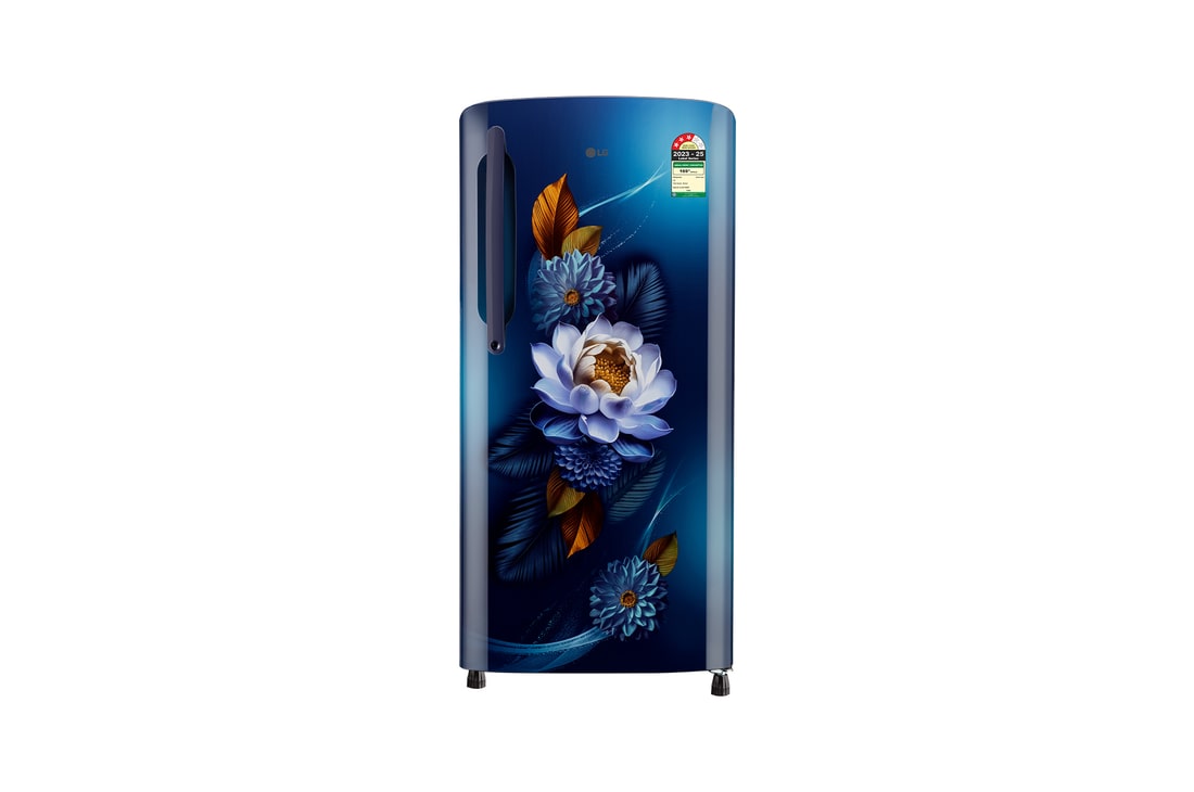 LG 201 L Single Door Refrigerator, Anti-Bacterial Gasket, Toughened Glass Shelves, Blue Water Lily, 3 Star — GL-B211HBWD — product view