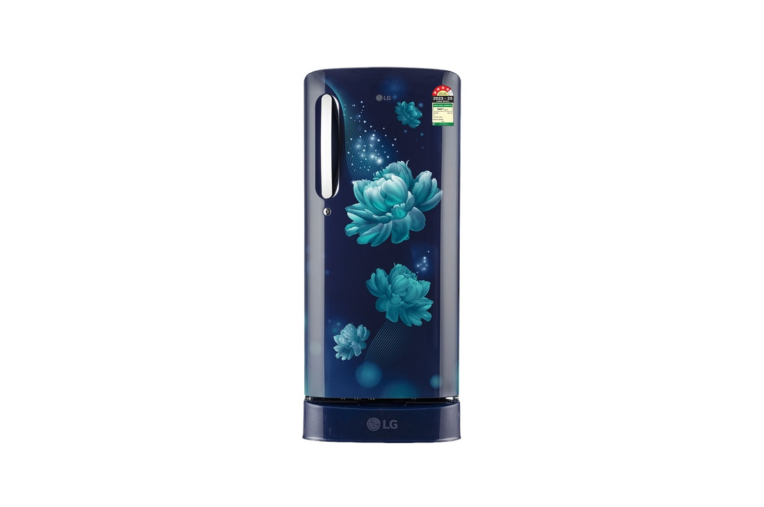 LG 185 L Single Door Refrigerator, Base Stand Drawer, Toughened Glass Shelves, Blue Charm, 4 Star — GL-D201ABCY — product view