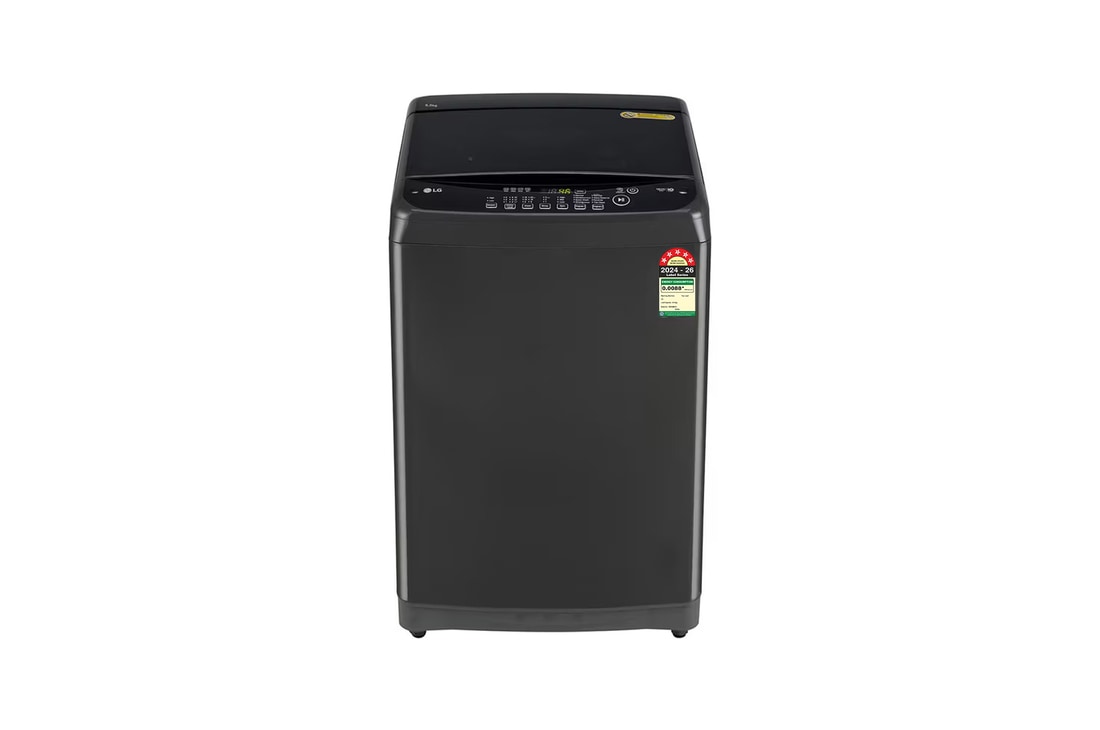 LG 8Kg Top Load Washing Machine, Smart Inverter Motor, In-built Heater, Middle Black, 5 Star — T80V4MB1S — product view