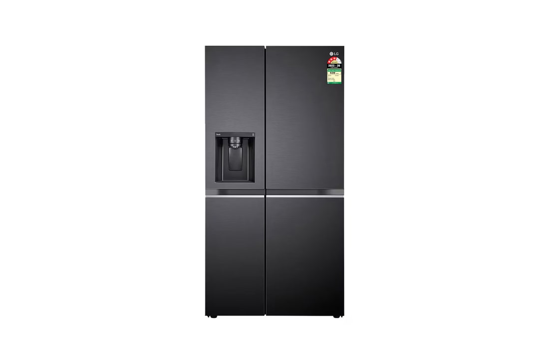 LG 630L Side-by-Side Refrigerator, Wi-Fi Convertible, Hygiene Fresh+™, Matte Black PCM, 3 Star — GL-L257CMC3 — product view