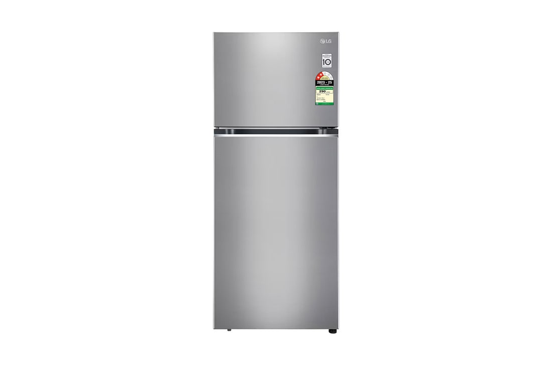 LG 398L, Double Door Refrigerator, Smart Diagnosis™, Convertible, Shiny Steel Finish, 2 Star — GL-S422SPZY — product view