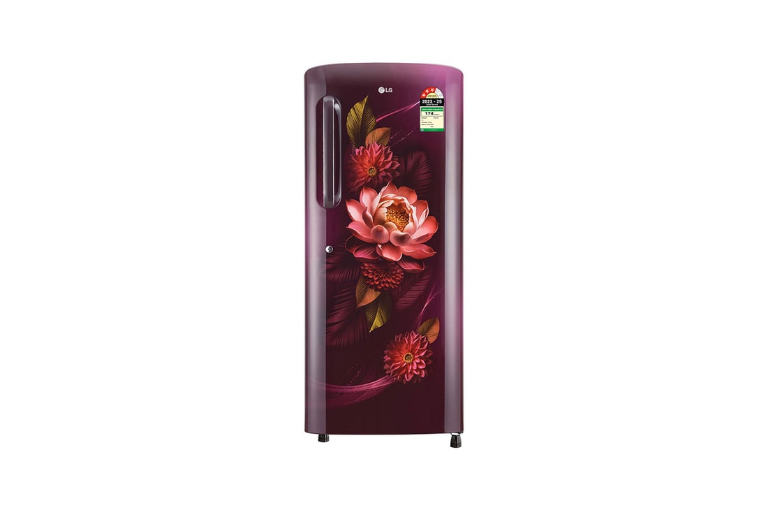 LG 224L Direct Cool Single Door Refrigerator, Reciprocating Compressor, Moist 'N' Fresh, Red Water Lily, 3 Star — GL-B241ARWD — product view