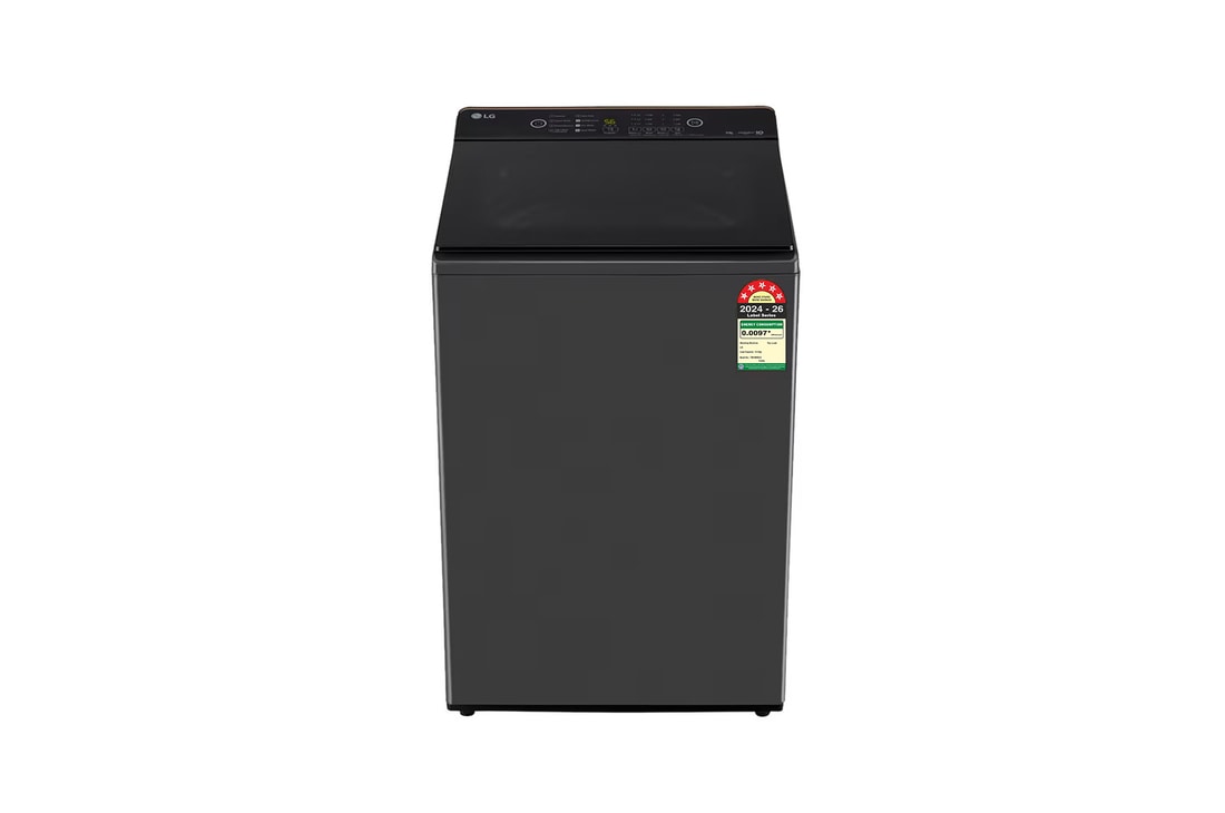 LG 9Kg Top Load Washing Machine, Hard Water Wash, Middle Black, 5 Star — T90KMMB3Z — product view