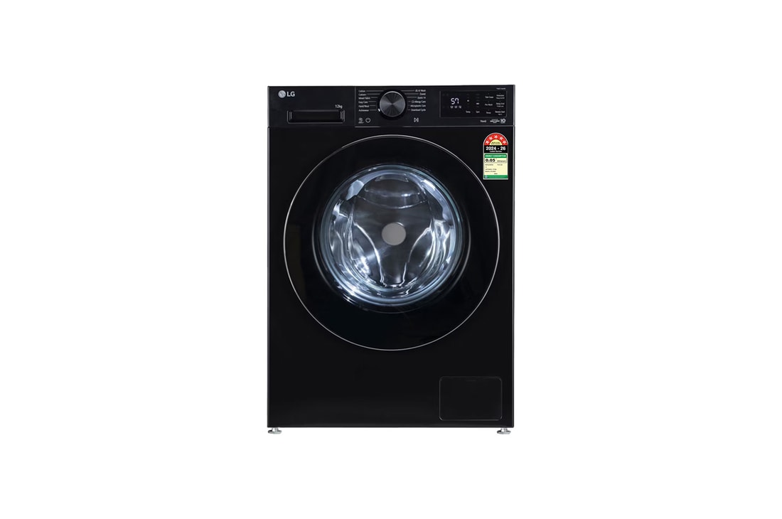 LG 12 KG Front Load Washing Machine, AI Direct Drive™, 6 Motion DD, Steam, Onyx Black, 5 Star — FX1412N3O — product view