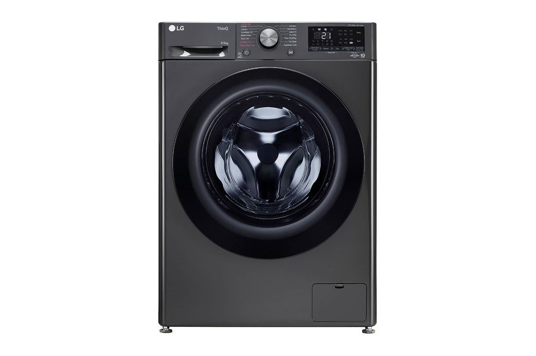 LG 9 kg (Wash) / 5 kg (Dry) Washer Dryer with AI Direct Drive™, Steam Wash, Middle Black — FHD0905SWM — product view