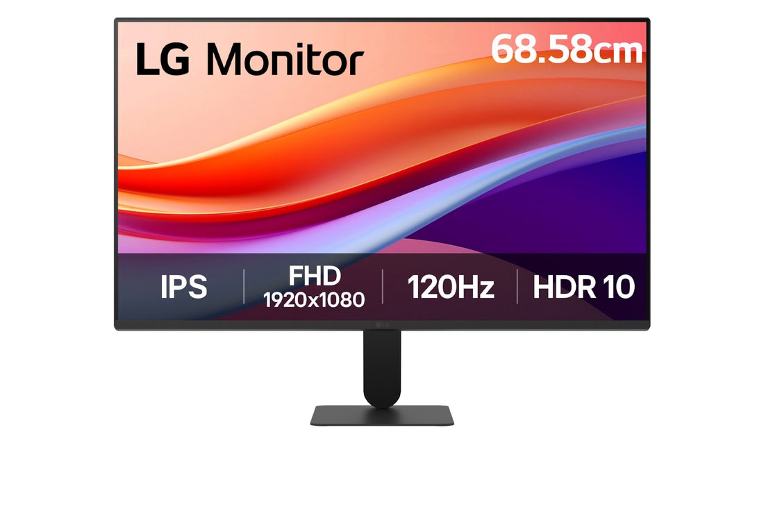 LG 68.58cm (27) IPS Full HD 120Hz monitor with virtually borderless design, sRGB 99% (Typ.), HDR 10, 1ms MBR — 27U411A-B — product view