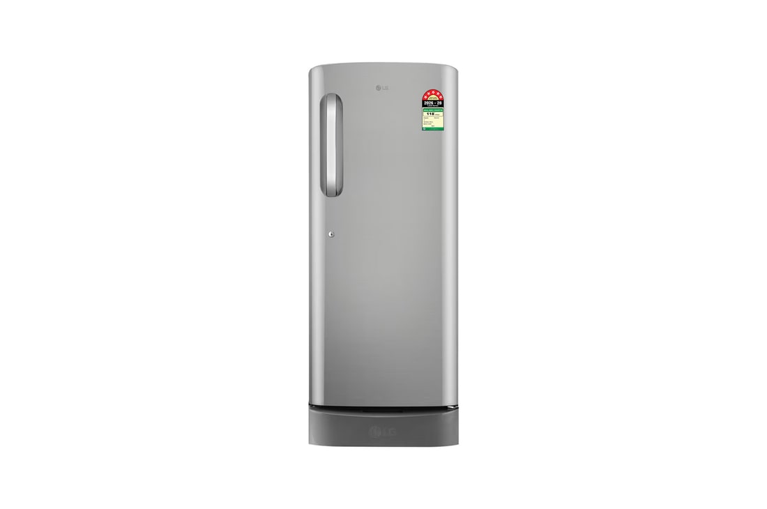 LG 224 L Single Door Refrigerator with Base Stand Drawer, Smart Inverter Compressor, Shiny Steel, 5 Star — GLD2356ZAPZ — product view