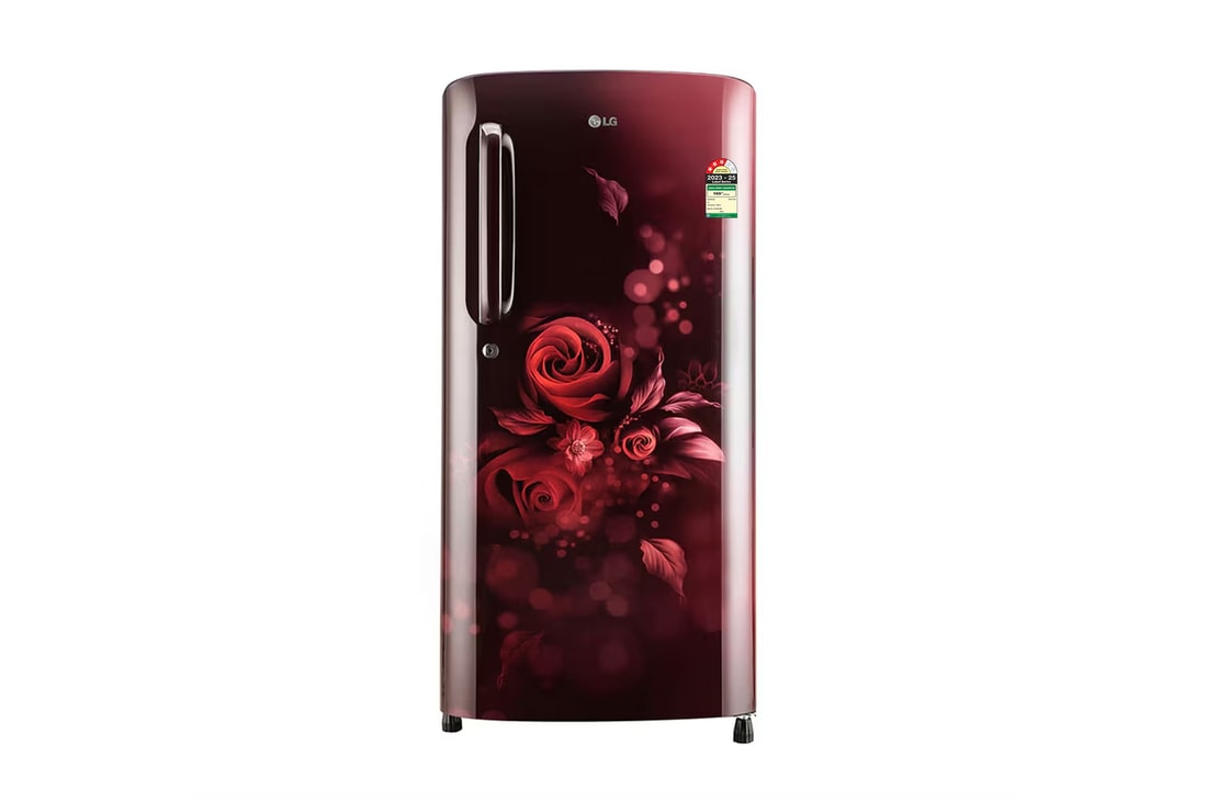 LG 185L Single Door Refrigerator, Anti-Bacterial Gasket, Toughened Glass Shelves, Scarlet Euphoria, 3 Star — GL-B201ASED — product view