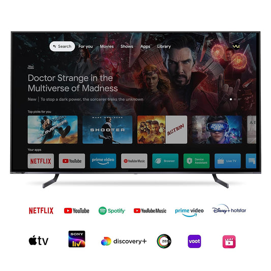 Vu 98QV 98-Inch Masterpiece 4K Ultra HD Smart QLED TV – Dolby Vision IQ, 204W Sound, Google TV OS, 3-Year Warranty – Suraj Electronics