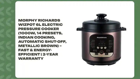 Morphy Richards WizPot 6L Electric Pressure Cooker (1000W, 14 Presets, Indian Cooking, Automatic Shut-Off, Metallic Brown) – Fast & Energy-Efficient | 2-Year Warranty