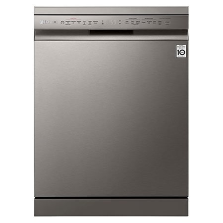 LG Dishwasher, TrueSteam®, 14 Place Settings, EasyRack™ Plus, QuadWash™, ThinQ™ (Wi-Fi), Inverter Direct Drive™, Silver — DFB424FP — product view