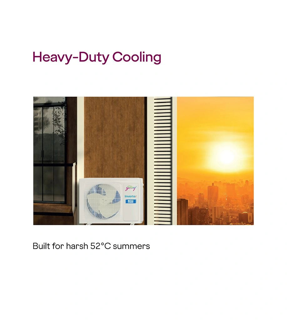 Godrej SIC 20ITC5-WWR, White 1.7 Ton 5 Star, 5-In-1 Convertible Cooling Inverter Split AC (Copper, Heavy duty cooling at 52 °C)