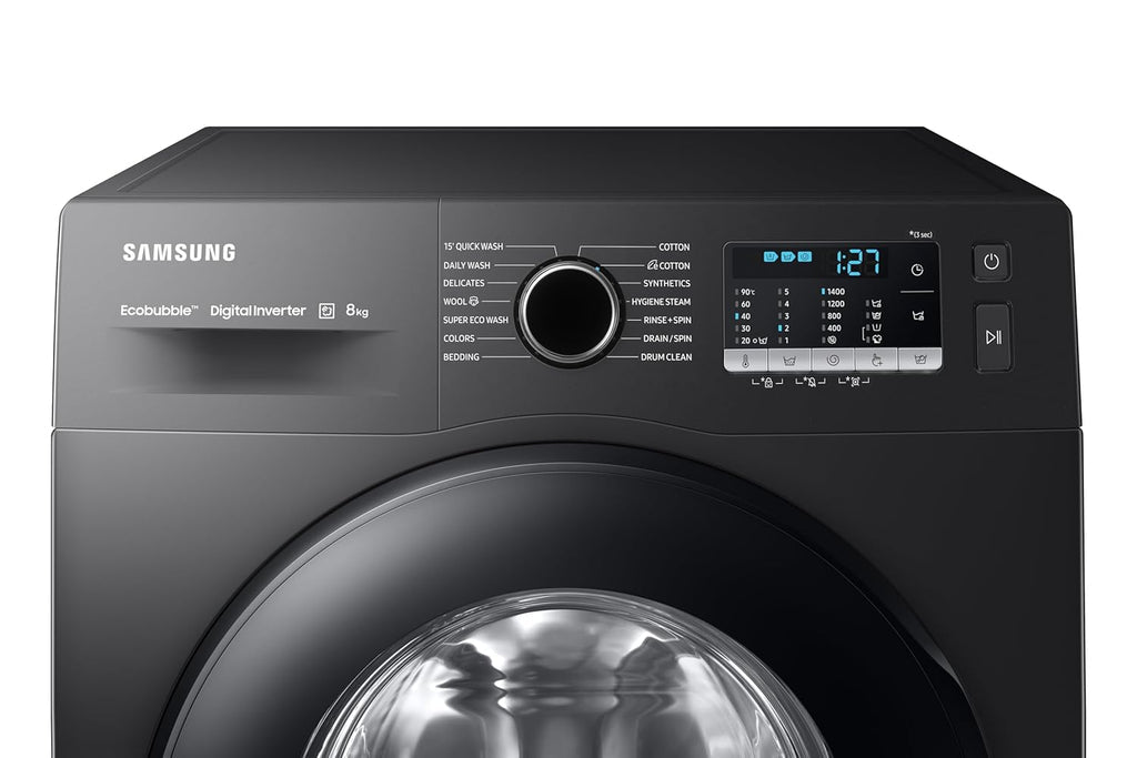 Samsung WW80TA046AB1TL 8 kg, Hygiene Steam with Inbuilt Heater, Digital Inverter, Fully-Automatic Front Load Washing Machine ( Black)