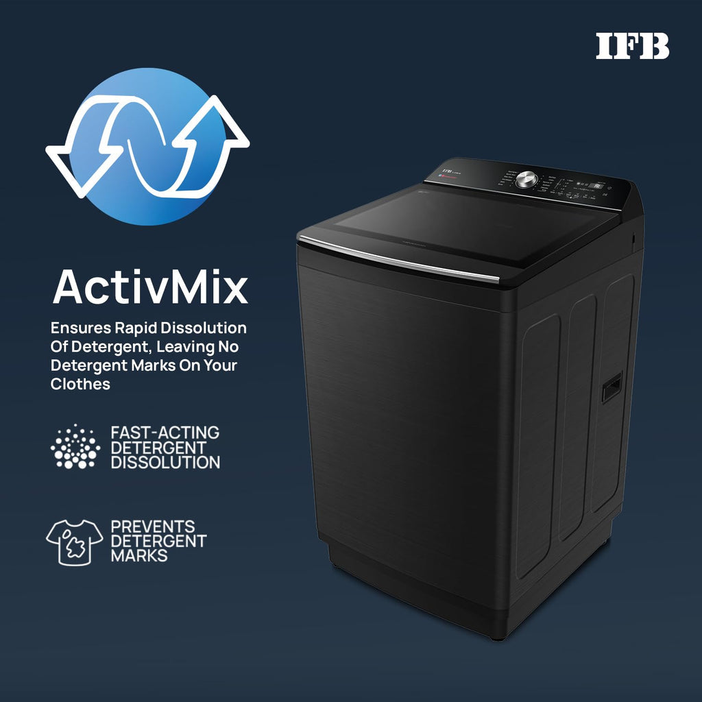 IFB TL121BL4SN 12 Kg 5 Star AI Powered Fully Automatic Top Load Washing Machine (2025 Model, DeepClean®, PowerSteam®, Inbuilt Heater, Black VCM)