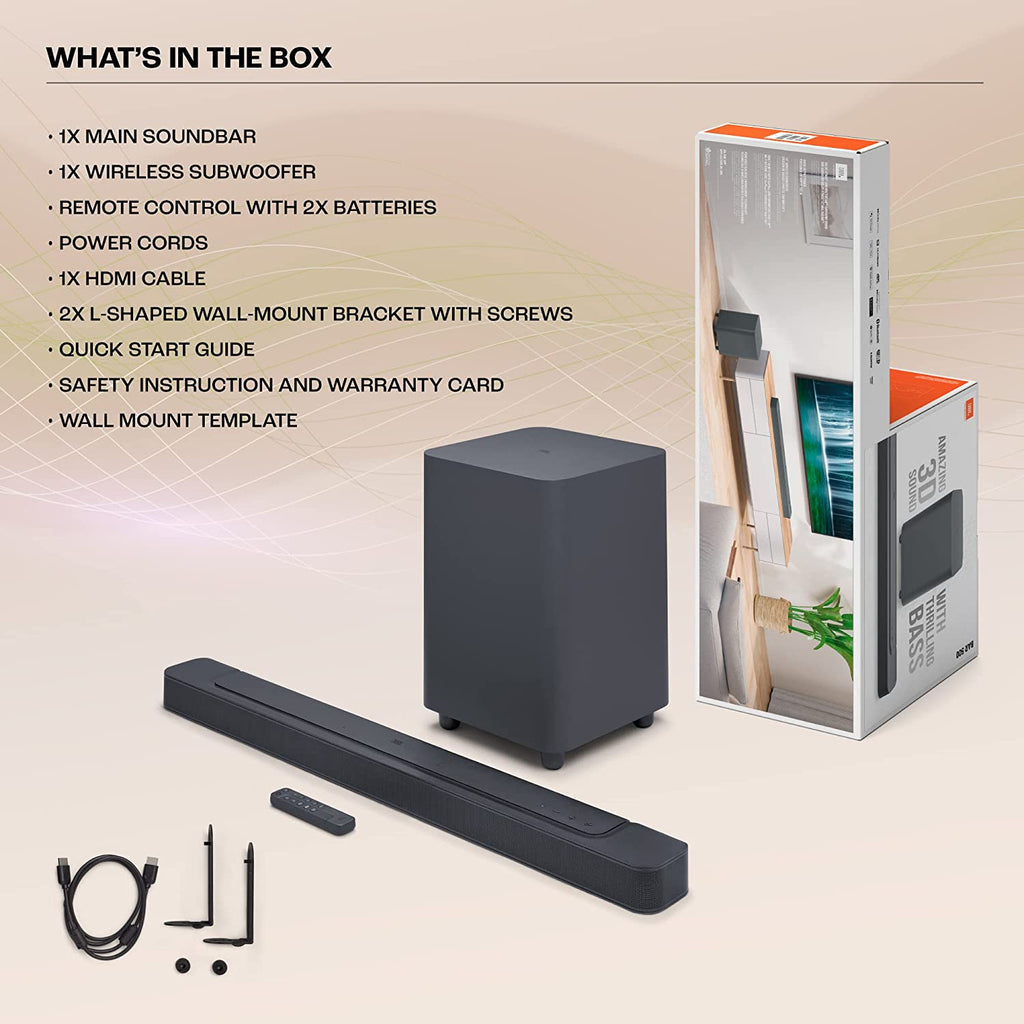 JBL Bar 500 Pro Dolby Atmos® Soundbar with Wireless Subwoofer, 5.1 Channel, 3D Surround,(590W)