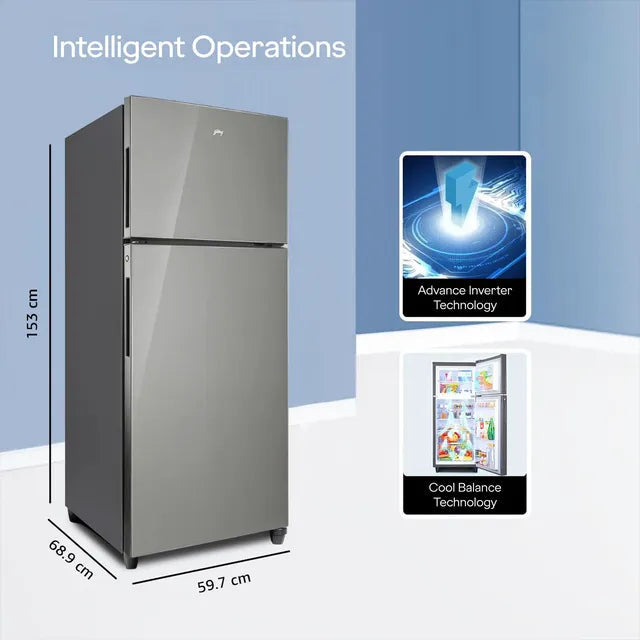 Godrej RT EON ALPHA 270C RI ST GL 238L 3-Star Frost Free Double Door Refrigerator | Advanced Inverter Technology | Nano Shield | Steel Glow | 10-Year Compressor Warranty