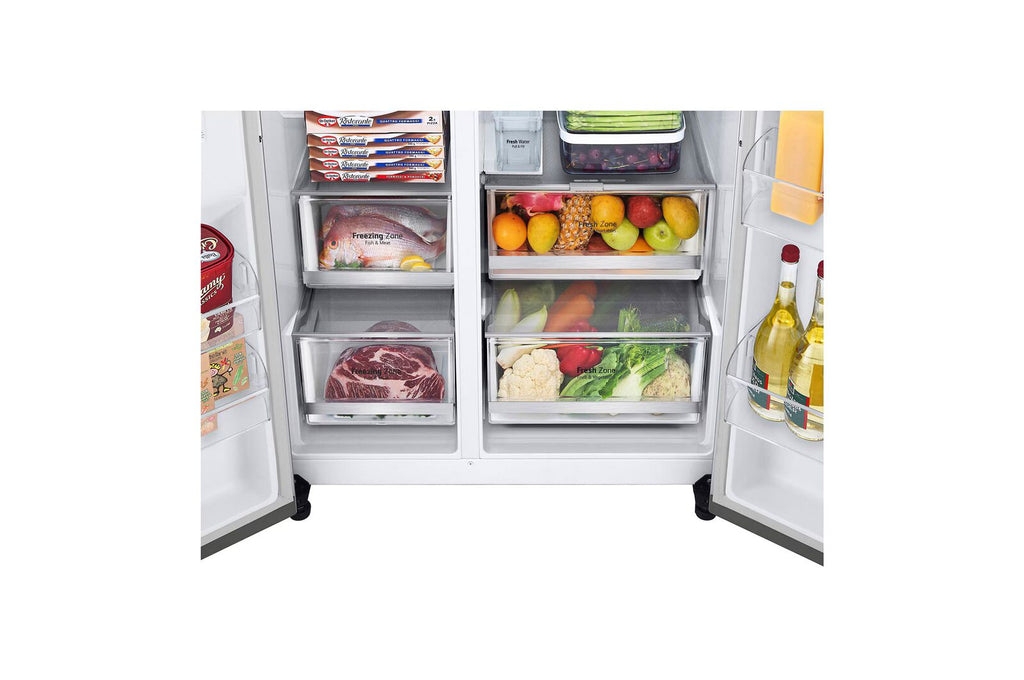 LG GL-X257ABS3 630L Side-by-Side Refrigerator, InstaView, Noble Steel, 3 Star