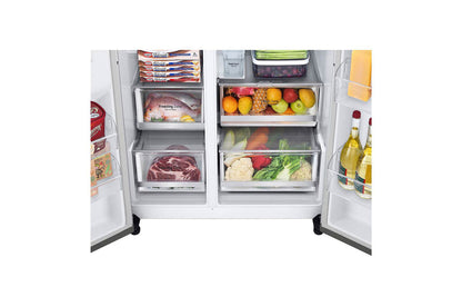 LG GL-X257ABS3 630L Side-by-Side Refrigerator, InstaView, Noble Steel, 3 Star