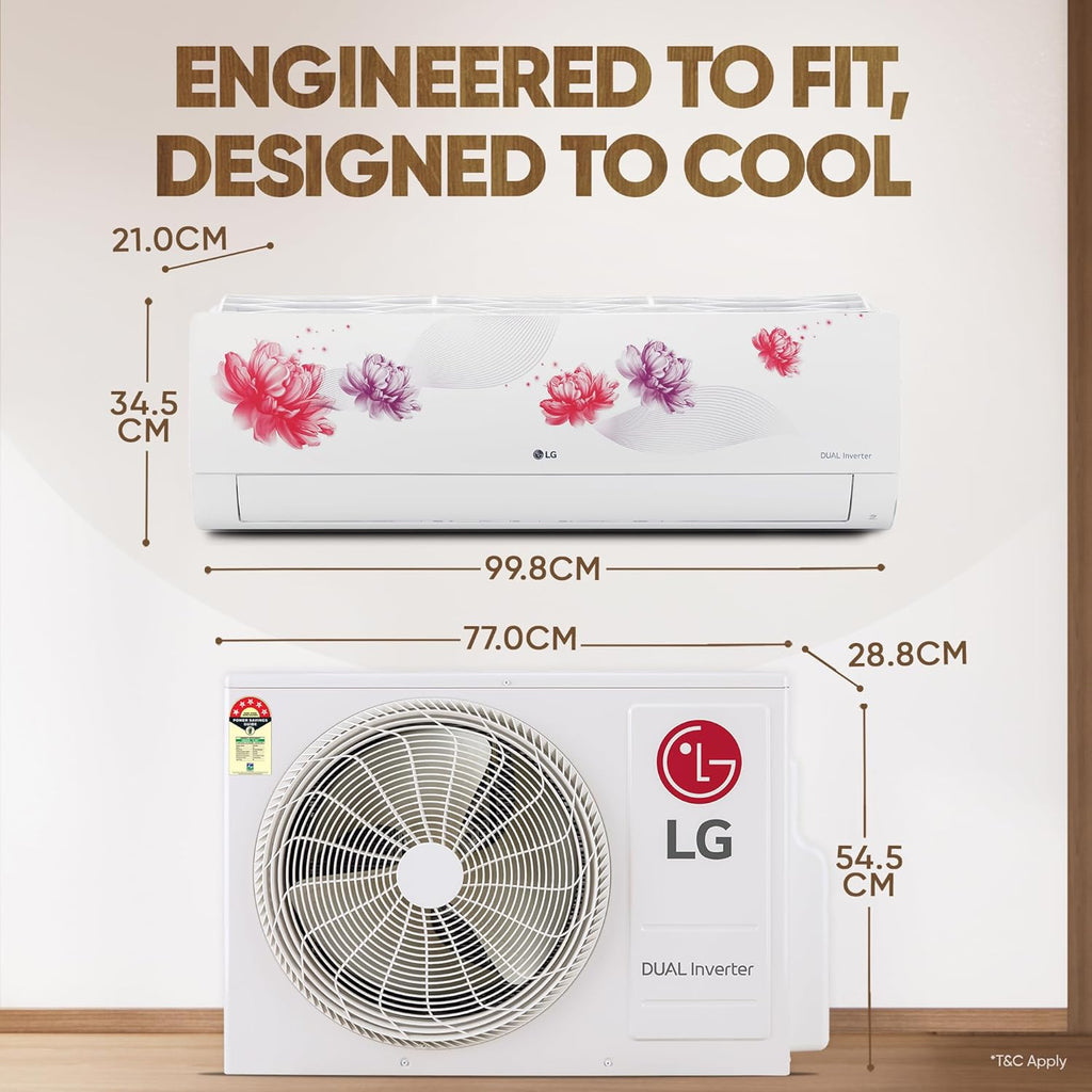 LG US-Q19FWZE 1.5 Ton 5 Star AI+ Convertible 6-in-1 Dual Inverter Split AC (Wi-Fi, Energy Manager+, HD Filter, Copper, White Floral, R32)