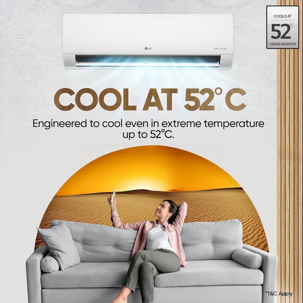 LG US-Q24ENXE 2 Ton 3 Star DUAL Inverter Split AC (Copper, AI Convertible 6-in-1, Diet Mode+, Faster Cooling & Energy Saving, 4 Way Swing, HD Filter with Anti-Virus Protection,  White)