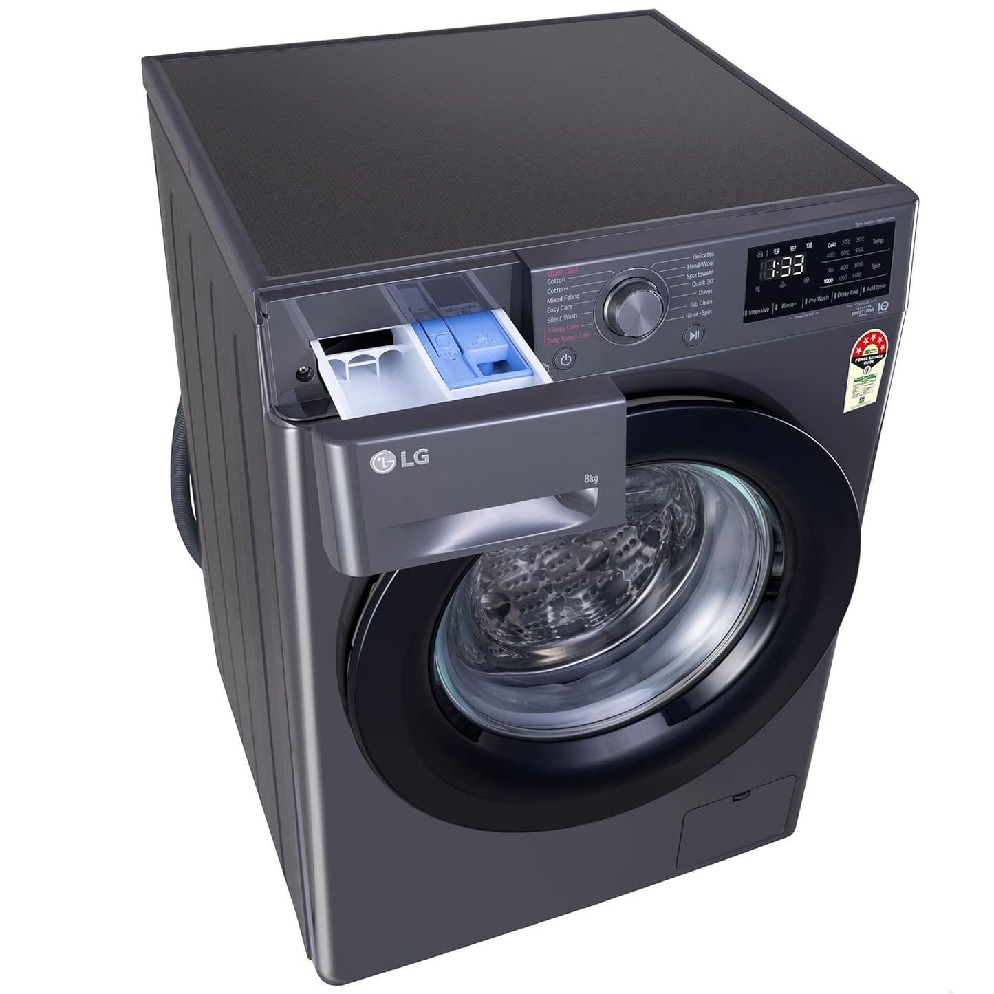 LG FHP1208Z3M 8 Kg 5 Star AI Direct Drive Front Load Washing Machine with Steam &amp; 6 Motion DD | Suraj Electronics Delhi NCR