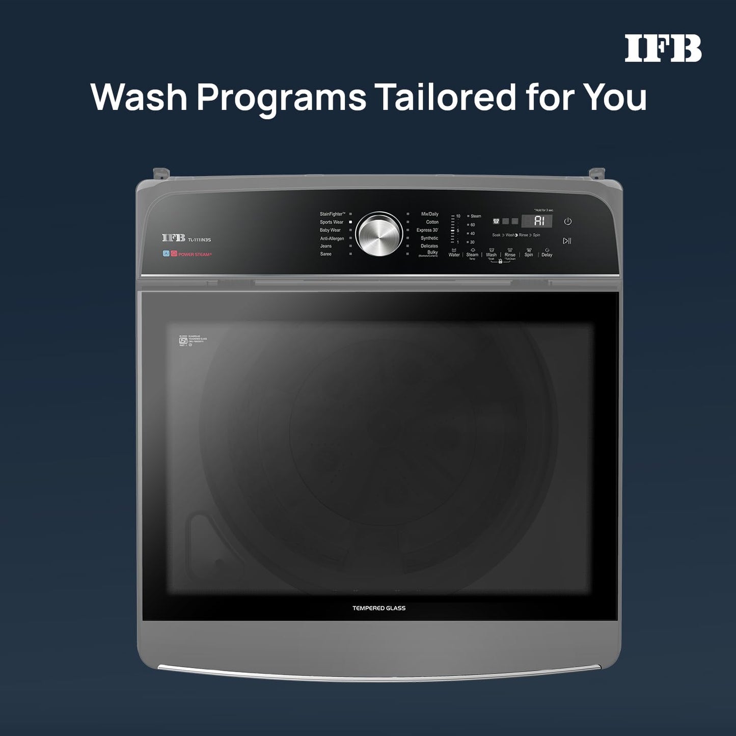 IFB TL111IN3SN 11 Kg 5 Star with DeepClean Technology, AI Powered, Fully Automatic Top Load Washing Machine (  PowerSteam®, Inbuilt Heater, 5D Wash, Aqua Energie, Inox)