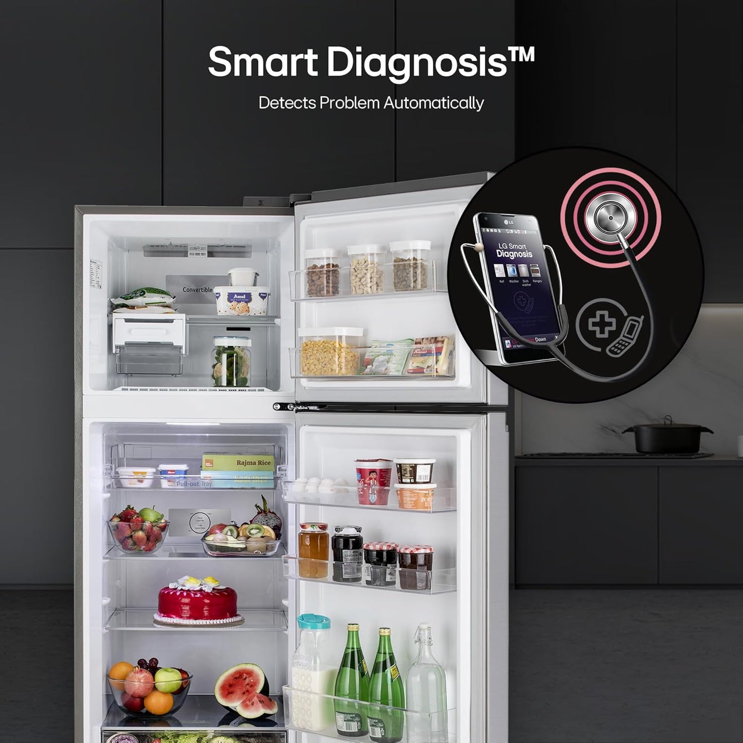 LG GL-S342SPZY 322L 2 Star Frost-Free Double Door Refrigerator | Convertible | Smart Inverter Compressor | Multi Air Flow | Shiny Steel
