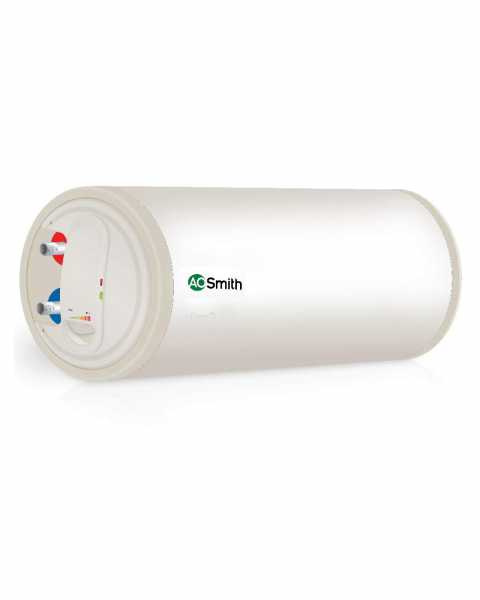 AO Smith HSE-HAS-X-050 LHS 50L 3 Star Horizontal Storage Water Heater with Left Side Inlets, 2000W (White)