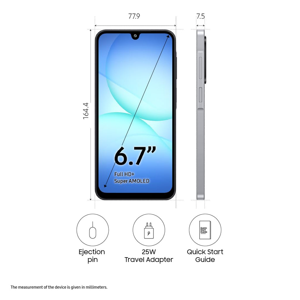 Samsung Galaxy A17 5G (Gray, 8GB RAM, 128GB Storage) | with Travel Adapter | 50 MP No Shake Camera | Gemini Live | Circle to Search | Super AMOLED | Corning Gorilla Glass Victus | 7.5mm Sleek | AI