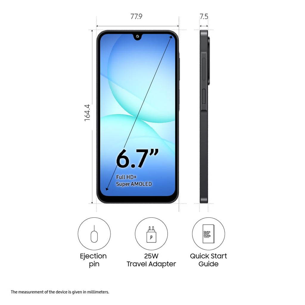 Samsung Galaxy A17 5G (Black, 8GB RAM, 128GB Storage) | with Travel Adapter | 50 MP No Shake Camera | Gemini Live | Circle to Search | Super AMOLED | Corning Gorilla Glass Victus | 7.5mm Sleek | AI