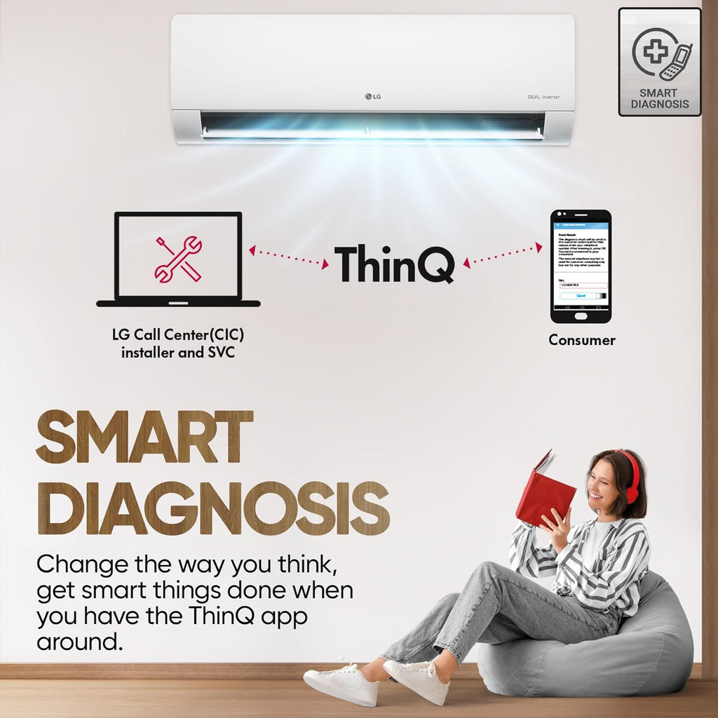 LG US-Q24ENXE 2 Ton 3 Star DUAL Inverter Split AC (Copper, AI Convertible 6-in-1, Diet Mode+, Faster Cooling & Energy Saving, 4 Way Swing, HD Filter with Anti-Virus Protection,  White)