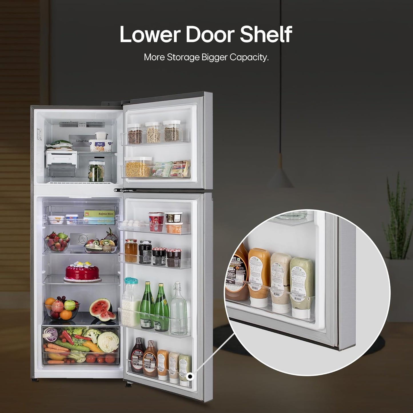 LG GL-S342SPZY 322L 2 Star Frost-Free Double Door Refrigerator | Convertible | Smart Inverter Compressor | Multi Air Flow | Shiny Steel