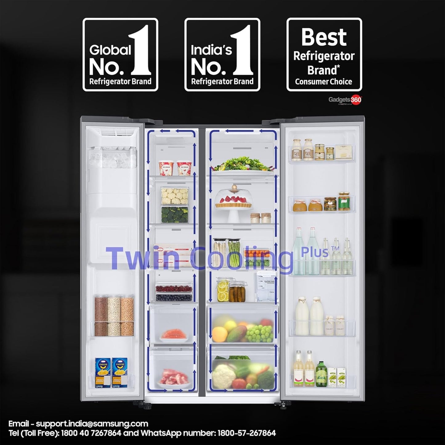 Samsung RS78CG8543S9HL 633L 3 Star AI Inverter Side-by-Side Refrigerator | Convertible 5-in-1 | Twin Cooling | Wi-Fi & Ice Water Dispenser | Refined Inox