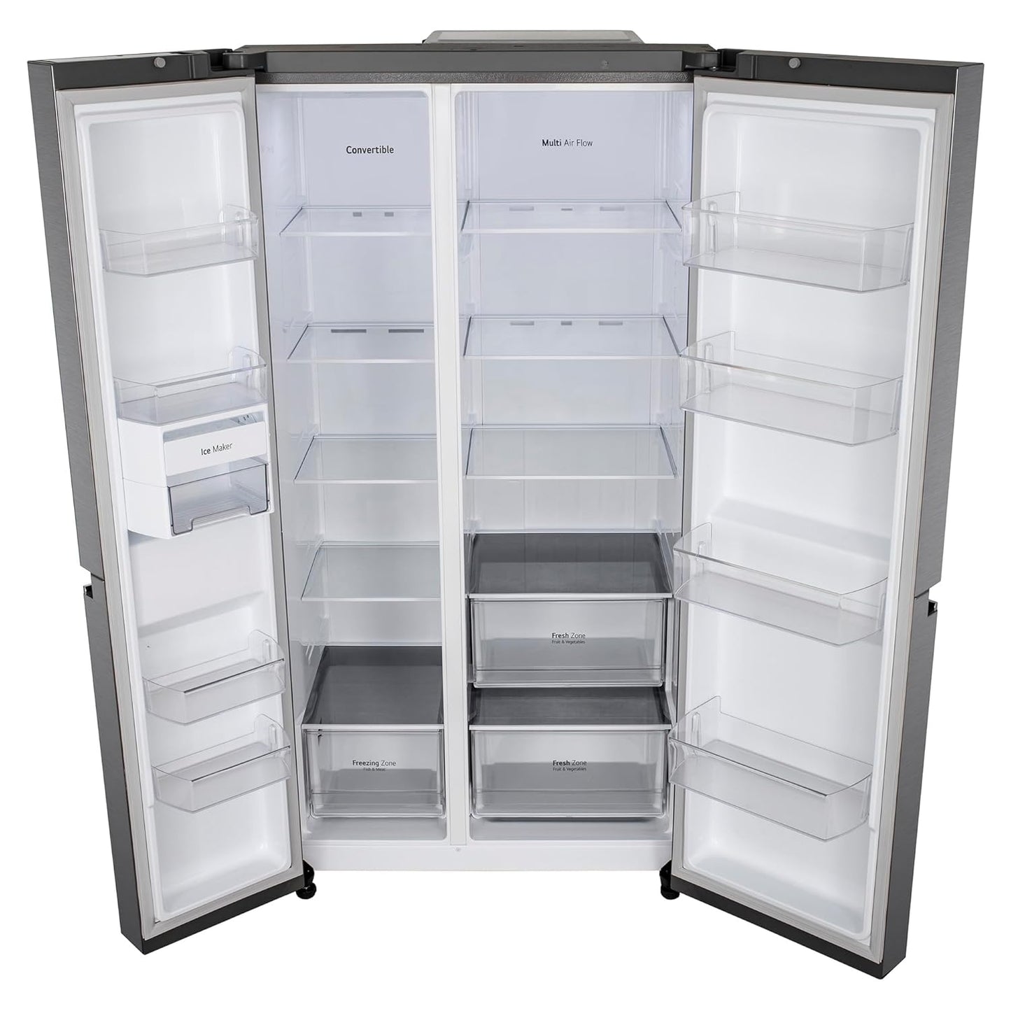 LG GL-B257HDS3 650 L Frost Free Smart Inverter Double Door Side By Side Refrigerator( Dazzle Steel, Convertible)