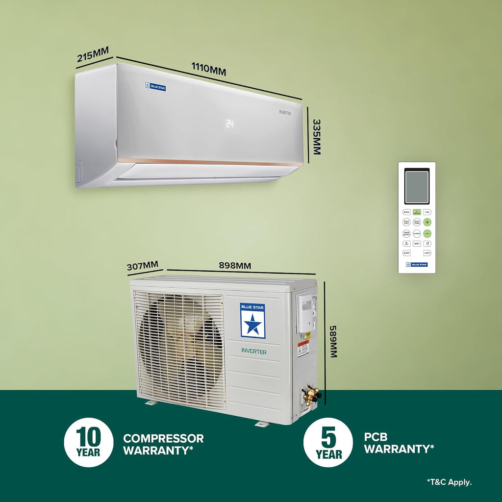 Blue Star IC324DNUHC 2 Ton 3 Star Hot and Cold Inverter Split AC (Copper,4 Way Swing, White)