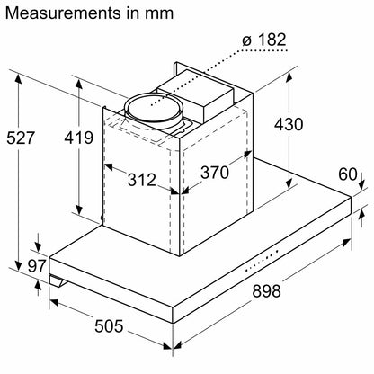 Bosch DWBA98H60I 90CM Auto Clean Kitchen Chimney with 950 CMH Suction, Filterless Design, Touch & Gesture Control (Black)