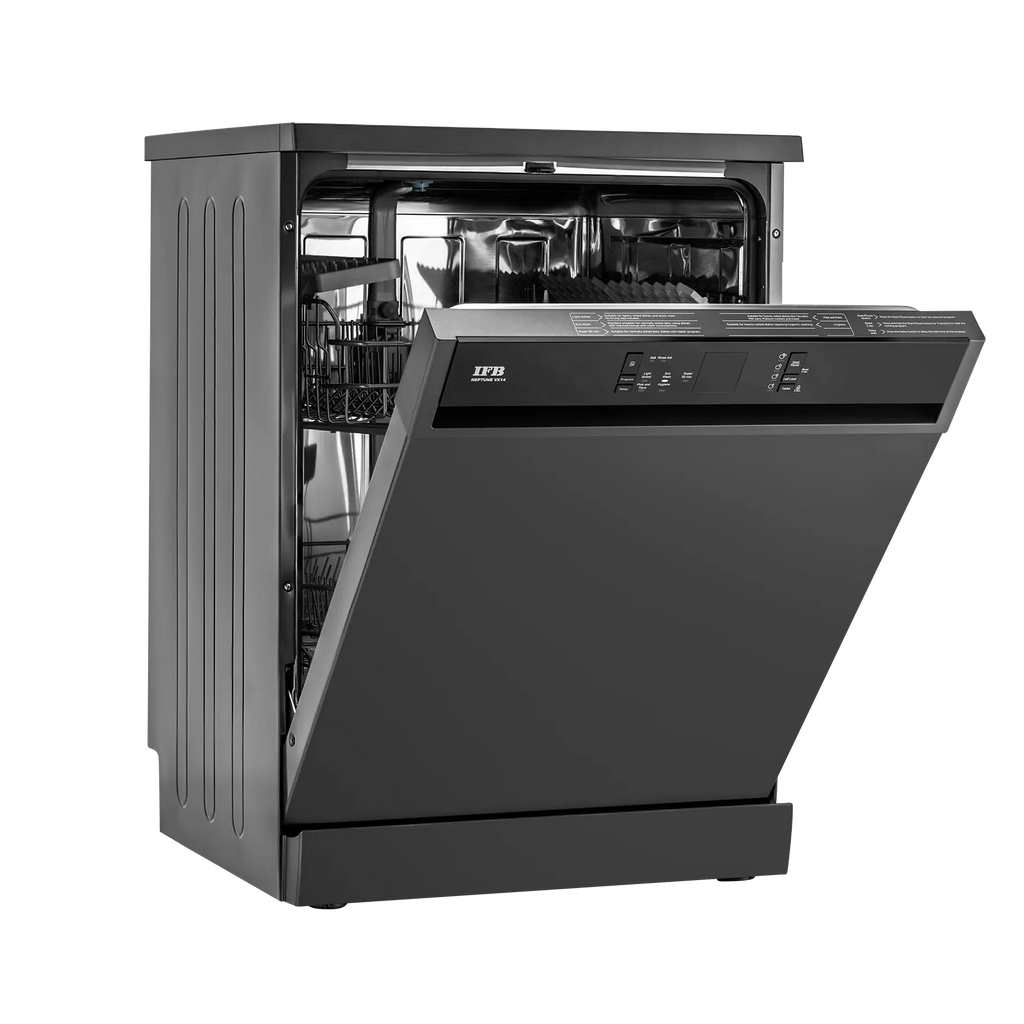 IFB Neptune VX 14 14 Place Settings Freestanding Dishwasher – 70°C Hot Water Wash, Steam Drying, Dark Silver