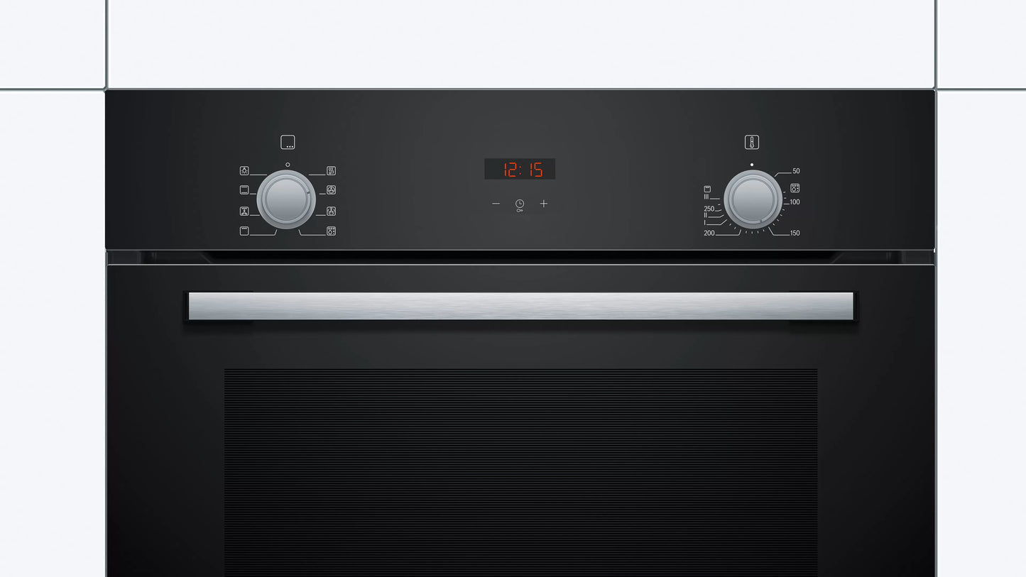 Bosch HBF532BA0I 66L Built-in Oven (Black) | 3D Hotair, EcoClean, Child Lock | 60cm Series 2 | Suraj Electronics Delhi NCR