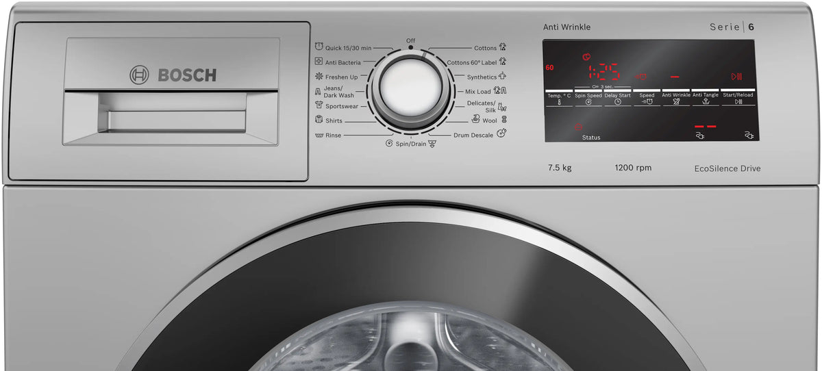 Bosch Series 6 washing machine, front loader 7.5 kg 1200 rpm — WAJ2446DIN — alternate view