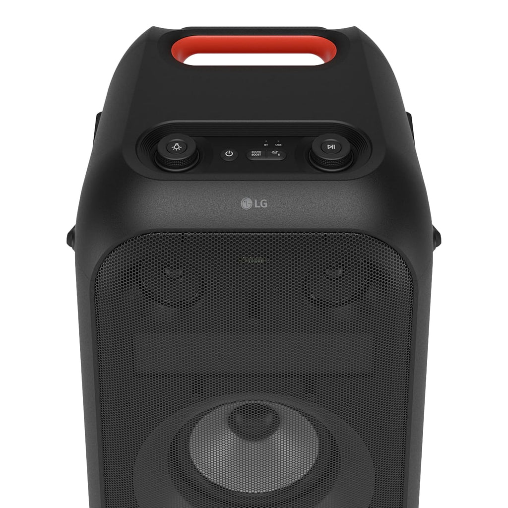 LG XL9T XBOOM 2.0 Ch Portable Bluetooth Party Speaker with Dual 8” Woofers, Pixel LED Lights, DJ & Guitar Input, IPX4 Water Resistance – Black