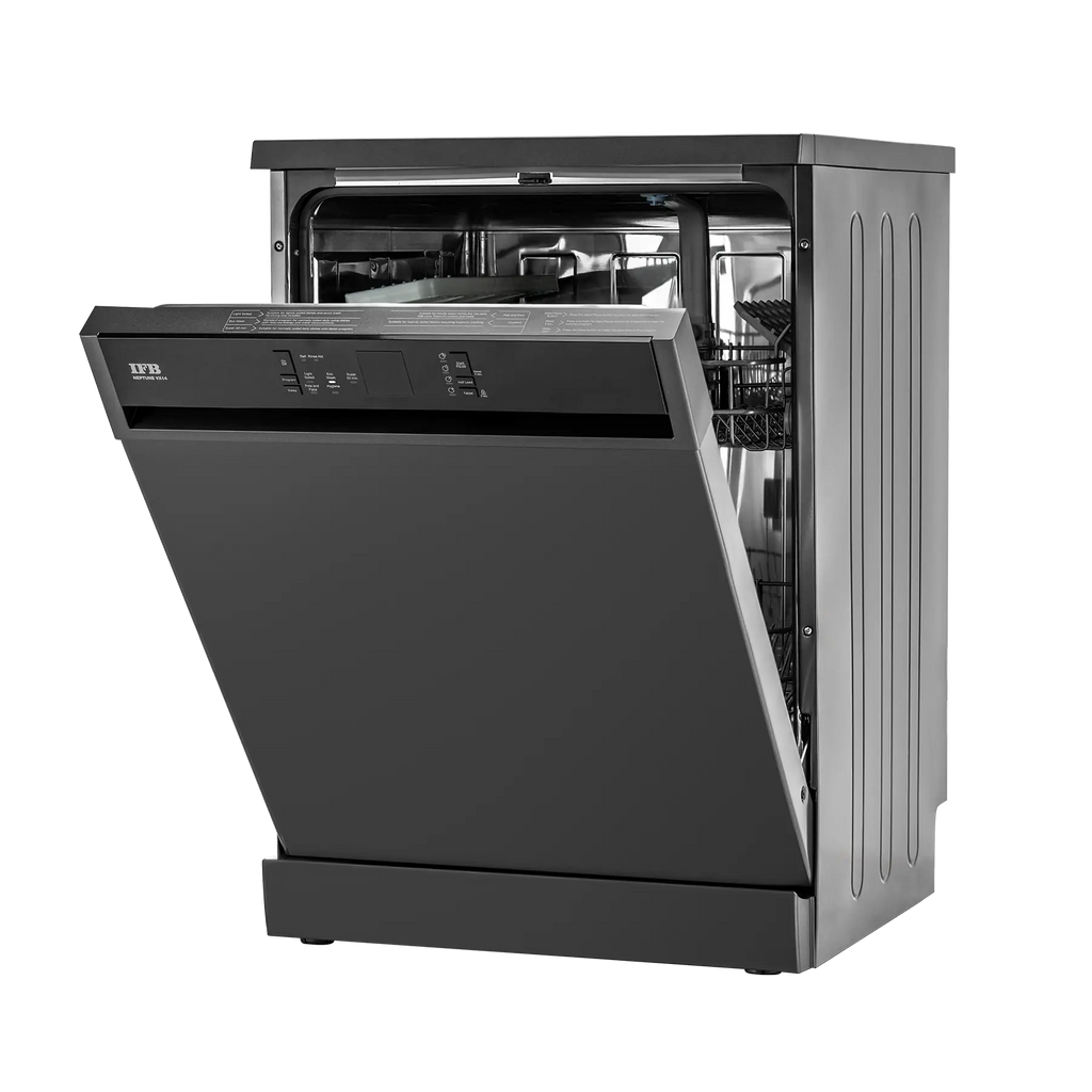 IFB Neptune VX 14 14 Place Settings Freestanding Dishwasher – 70°C Hot Water Wash, Steam Drying, Dark Silver