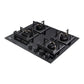 IFB 60-04-GCI4B-3D 4 Burner Hybrid Gas Hob – 3D Brass Burners, Auto Ignition,  LPG to CNG Convertible, Tempered Glass Top (600mm, Black)